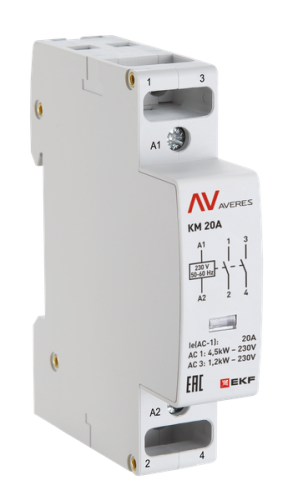 Контактор модульный КМ 20А 2NО 48VAC (1 мод.) AVERES EKF | код km-av-1-20-20-48V | EKF Контактор модульный КМ 20А 2NО 48VAC (1 мод.) AVERES EKF | код km-av-1-20-20-48V | EKF