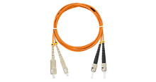 Шнур NIKOMAX волоконно-оптический, переходной, многомодовый 50/125мкм, стандарта ОМ2, SC/UPC-ST/UPC, двойной, LSZH нг(A)-HFLTx, 2мм, оранжевый, 1м | код NMF-PC2M2C2-SCU-STU-001 | NIKOMAX