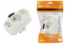 Блок на 3 гнезда с выключателем с индикацией: 1x2П+3 16А+2х2П 2,5А под плоскую вилку 250B белый TDM | код SQ1806-0202 | TDM