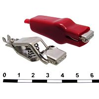 Зажим-крокодил RUICHI 8-0047 пружинный торцевой под винт, 13 мм, 20 А, красный | код 70075 | Ruichi