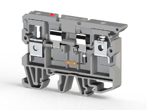 Клеммник с держ. предохр. (5х20 5х25) с индикацией 24В AC на DIN-рейку 6кв.мм сер. ASK 2LD (24 VAC) Klemsan 351219