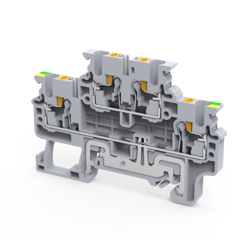 Клемма заземляющая push-in 2х-ярусная 2,5 кв.мм без перемычки OptiClip | код 331865 | КЭАЗ