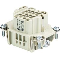 Розеточная контактная вставка REVOS DD, Size 6, обжимная фиксация, 24 полюсов + РЕ, 250 V, 10 А, обжимные контакты поставляются отдельно | код 73.800.2453.0 | Wieland