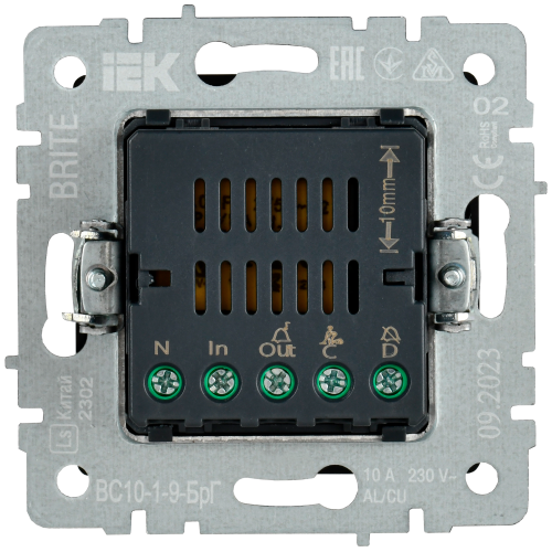 BRITE Кнопка звонка с инд. отел. 10А ВС10-1-9-БрГ граф. IEK | код BR-V14-2-10-K53 | IEK фото 2