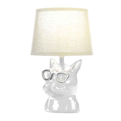 Светильник декоративный настольный МОБИ Бульдог, с цоколем Е14, 40Вт, цвет белый REXANT | код 603-1017 | REXANT Светильник декоративный настольный МОБИ Бульдог, с цоколем Е14, 40Вт, цвет белый REXANT | код 603-1017 | REXANT