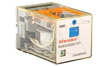 Реле RUB3C5220LTD1, 3CO, 10A(250VAC/24VDC), 220VDC, мех. инд., тест-кнопка с блокировкой, диод +A1/-A2, LED | код RUB3C5220LTD1 | Shenler