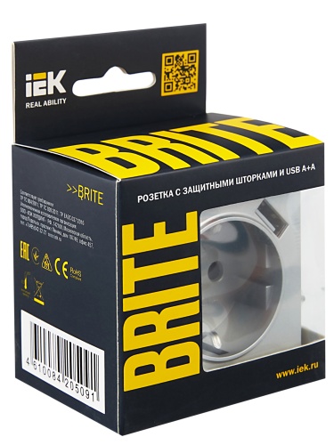 Розетка BRITE РЮш10-1-БрА 16А с USB A+A 2.1А с заземл. защ. шторки алюм. | код. BR-R14-16-U21-D21-K47 | IEK фото 8
