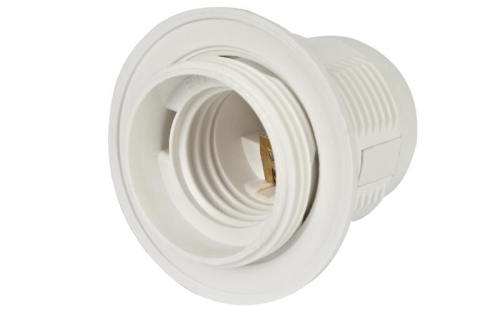 Патрон Е27 с кольцом пластик белый HLT | код 085-11-103 | HLT Патрон Е27 с кольцом пластик белый HLT | код 085-11-103 | HLT