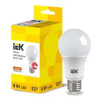 Лампа LED ALFA A60 шар 8Вт 230В 3000К E27 | код LLA-A60-8-230-30-E27 | IEK