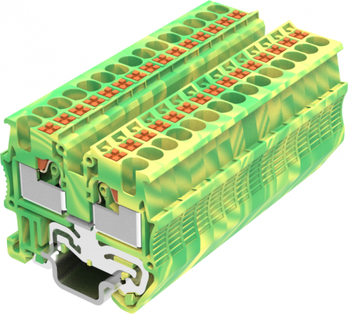 TPM1.5-2-PE Клемма мини TP 1-1 заземл., Push-in, сеч.1.5мм2, желто-зел., шт | код TPM1.5-2-PE | SUPU