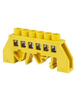 Шина PE земля в желтом изоляторе на DIN-рейку 8x12мм 6 групп TDM | код SQ0801-0214 | TDM
