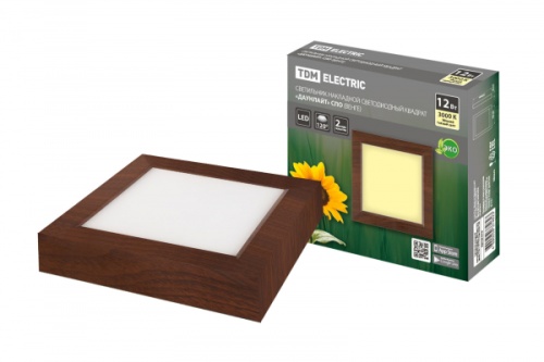 Светильник накладной светодиодный квадрат Даунлайт СПО (венге) 12 Вт 170*170*32 мм 3000К TDM | код SQ0329-0419 | TDM Светильник накладной светодиодный квадрат Даунлайт СПО (венге) 12 Вт 170*170*32 мм 3000К TDM | код SQ0329-0419 | TDM