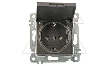 Rita - Розетка 2P+E, с крышкой, защ. шторки, дымчатый | код 2200-611-0295 | Mutlusan