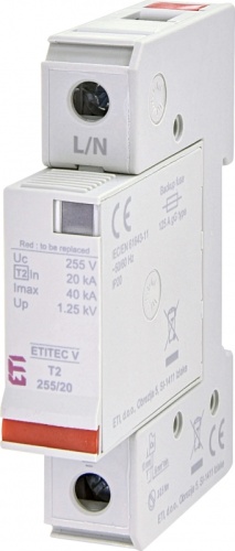 Ограничитель перенапряжения ETITEC V T2 255/20 (1+0) | код 002442952 | ETI