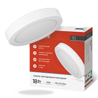 Панель светодиодная накладная круглая NRLP 18Вт 230В 6500К 1260лм 210мм белая IP40 IN HOME | код 4690612038520 | IN HOME