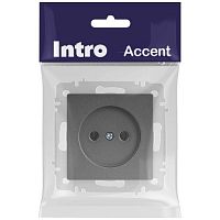 Розетка Intro Accent 6-201-07 , 2P, 16А-250В, IP20, СУ, графит | код Б0063669 | ЭРА