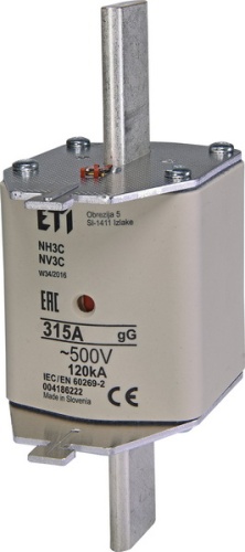 Предохранитель NH-3С/gG 315A 500V KOMBI | код 004186222 | ETI Предохранитель NH-3С/gG 315A 500V KOMBI | код 004186222 | ETI