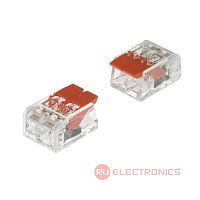 Клемма зажимная соединительная безвинтовая RUICHI 221-612 на 2 провода, 0,5-6 мм2, маркировка оранжевая, аналог WAGO | код 108278 | Ruichi