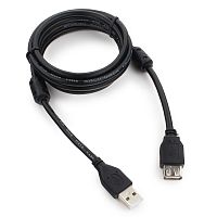 Кабель удлинитель USB2.0 Pro Cablexpert CCF2-USB2-AMAF-6, AM/AF, 1.8м, экран, 2феррит.кольца, черный, пакет | код CCF2-USB2-AMAF-6 | Cablexpert