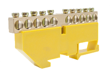 Шинки нулевые латунные на дин-опоре ШНИ 8х12мм 10 отв. цвет желтый | код DBN-28-10PE | Engard