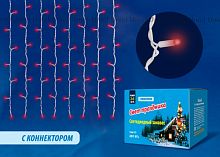 Занавес светодиодный ULD-C2030-240/TWK RED IP67 с эффектом мерцания, 3х2м, соединяемый, 240 светодиодов, красный свет, провод белый Uniel | код UL-00001357 | UNIEL