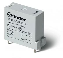 Низкопрофильное миниатюрное электромеханическое реле, монтаж на печатную плату, выводы с шагом 3.5мм, 1NO 16A, контакты AgNi, катушка 12В DС (чувствит.), степень защиты RTII | код 453170120310 | FINDER