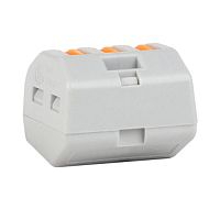 Клемма строительно-монтажная OptiKit СМК 222-413 с рычагом 3 отверстия 0,2-2,5(4,0)мм2 | код 351063 | КЭАЗ