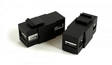 Вставка формата Keystone Jack USB 2 (Type A) под винт ROHS черная, Hyperline KJ1-USB-A2-SCRW-BK | код 251289 | Hyperline