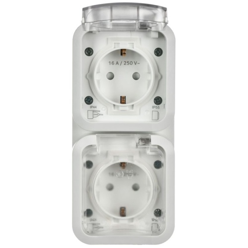 Розетка 2-м ОП TORS TS332 16А IP55 вертикал. с заземл. с крышкой бел. IEK TS-R26-16-55-V-K01 фото 2 Розетка 2-м ОП TORS TS332 16А IP55 вертикал. с заземл. с крышкой бел. IEK TS-R26-16-55-V-K01 фото 2