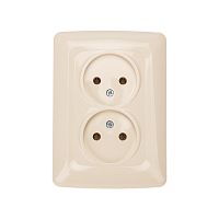 DEA Розетка 2-ая керамика б/з с/у 10А Беж KRANZ | код KR-78-0249 | KRANZ