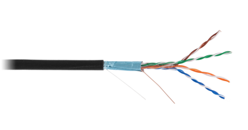 Кабель NETLAN F/UTP 4 пары, Кат.5е, внешний, PE -40C, одножильный, 100МГц, черный, 1м | код _EC-UF004-5E-PE-BK_SL001 | NETLAN