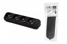 Колодка розеточная 4 гнезда 2П+3 16А 250В черная серии Народная | код SQ1806-0429 | TDM НАРОДНЫЙ