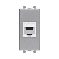 Компьютерная розетка RJ-45 без шторки модульная, кат.5е, Avanti, Закаленная сталь, 1 модуль | код 4404661 | DKC