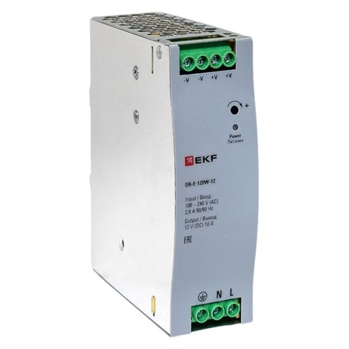 Блок питания на дин рейку 120 вт,Uвх ~ 220 В AC , Uвых - 12 В DC постоянного тока | код DR-E-120W-12 | EKF фото 2 Блок питания на дин рейку 120 вт,Uвх ~ 220 В AC , Uвых - 12 В DC постоянного тока | код DR-E-120W-12 | EKF фото 2