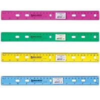 Линейка пластиковая 30 см, BRAUBERG Crystal, тонированная, ассорти, 210291 | код 210291 | BRAUBERG