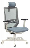 Кресло руководителя Бюрократ EXPERT серый сиденье голубой 38-405 сетка/ткань с подголов. крестов. пластик пластик белый | код 1564805 | БЮРОКРАТ