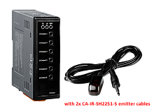 IR-210-5 CR Universal IR Learning Module (6x IR outputs, 224x IR cmds) (RS-232, RS-485), with 2x CA-IR-SH2251-5 emitter cables (RoHS) | код 00-06141079 | ICP DAS