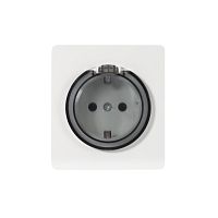 Розетка ROUND 1-ая с/з с/у, со шторками и крышкой 16А перламутр KRANZ | код KR-78-0702-1 | KRANZ