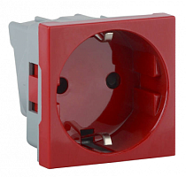 Розетка модульная с заземлением и шторками 45х45мм красная | код АДЛ 13-901 | RUVinil