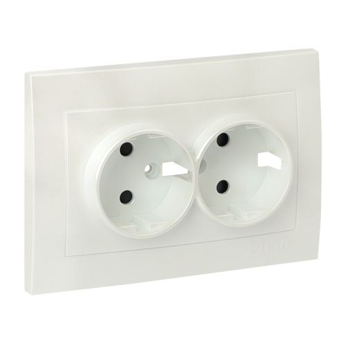 Валенсия лицевая панель розетки 2-местной с/з 16А жемчуг с защ, штор, PROxima | код ESR16-L-128-50 | EKF