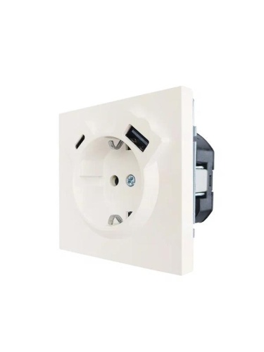 ZIMA Розетка с/з TC + USB разъем слоновая кость LEZARD | код 704-9088-181TC | LEZARD фото 2