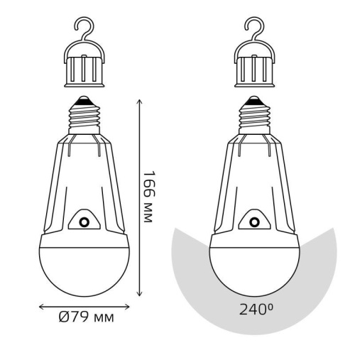 Лампа светодиодная 12Вт A80 4100К нейтр. бел. E27 900лм аварийная Li-Ion аккум. | Код. 102002212 | Gauss фото 5