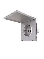 ZIMA Розетка с/з с крышкой ПБТ серый матовый безвинтовой зажим/клемма LEZARD | код 704-7488-123BQC | LEZARD