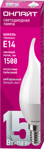 Лампа светодиодная 90 622 OLL-FC37-15-230-4K-E14-FR свеча на ветру ОНЛАЙТ 90622 Лампа светодиодная 90 622 OLL-FC37-15-230-4K-E14-FR свеча на ветру ОНЛАЙТ 90622