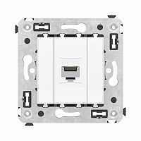 Компьютерная розетка RJ-45 без шторки в стену, кат.6A одинарная, Avanti, Белое облако | код 4400673 | DKC