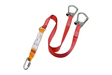 Двойной строп из ленты с амортизатором, с двумя большими монтажным и соединительным карабином - | код Строп аАд+Кс исп.3 | Прогресс Сефети