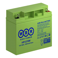 WBR HR12170W Аккумуляторная батарея для ИБП, напряжение: 12В, ёмкость: 45Ач, клеммы типа: F4 под болт и гайку М6, Размеры ВШГ: 171x166x199мм, вес: 14,5кг. Срок службы: 8 лет. | код WBR HR12170W | WBR