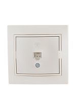 Розетка телефонная RJ11 1-м СП Мира 16А IP20 евро стандарт со вставкой жемчуж./бел. перламутр. LEZARD 701-3030-137