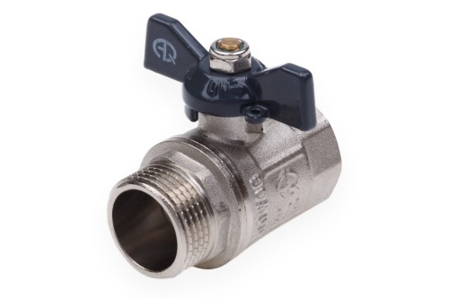 Кран шаровой ВН 1/2 бабочка никелированный (1158) | код 01158 | AQUALINK Кран шаровой ВН 1/2 бабочка никелированный (1158) | код 01158 | AQUALINK