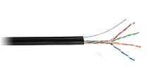 Кабель NETLAN U/UTP 4 пары, Кат.5e (Класс D), 100МГц, одножильный, BC (чистая медь), внешний, PE до -40C, с одножильным тросом, черный, 305м | код _EC-UU004-5E-PE-SW-BK_SL001 | NETLAN